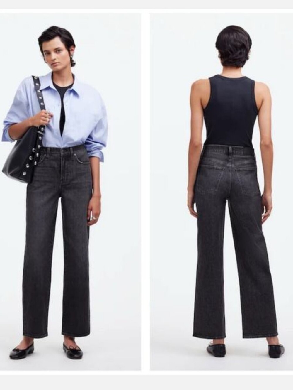 Madewell Perfect Vintage Wide Leg Jean Size 27 Washed Black High Waist